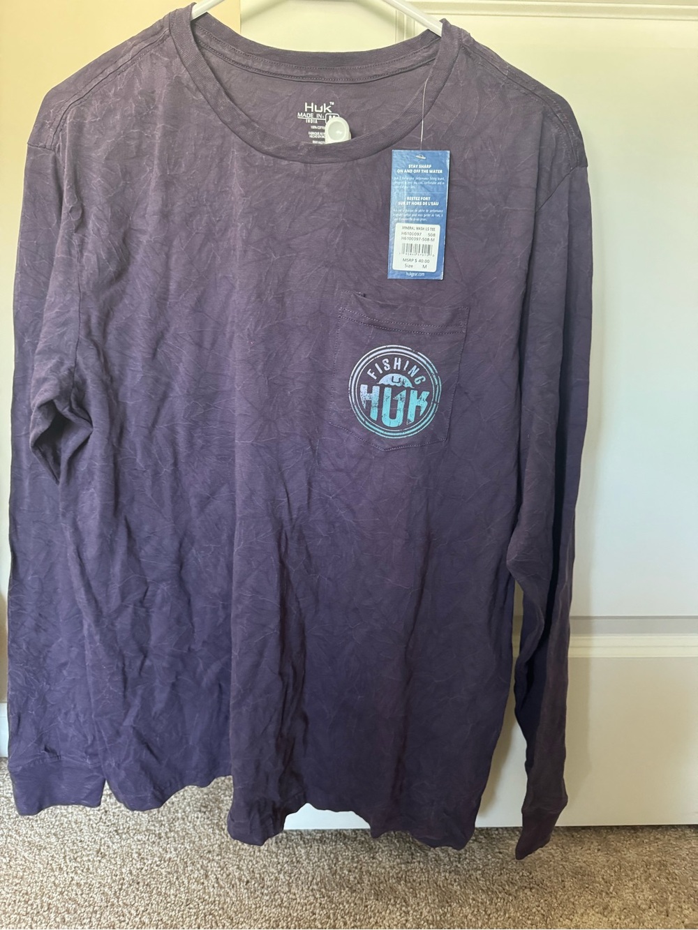 Huk Long Sleeve Logo Pocket Tee - Purple
